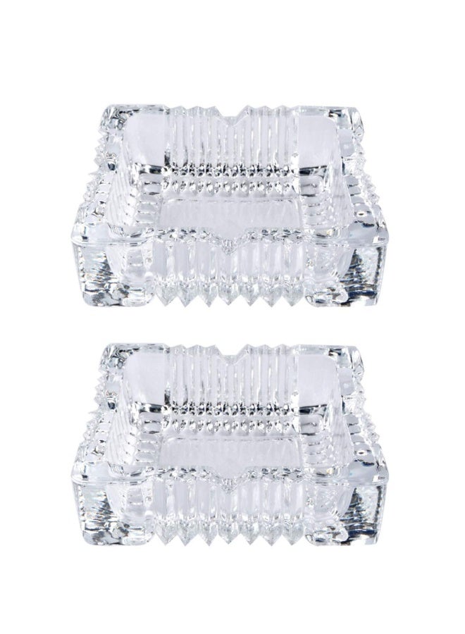 ZLY 2PCS 4 inch Ashtray,Square Tabletop Glass Ashtray Smoke Collectible Tribal Decoration - Image 1
